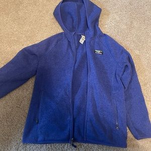 LL Bean Girls Sweater Fleece Hoodie Size 10-12 Medium